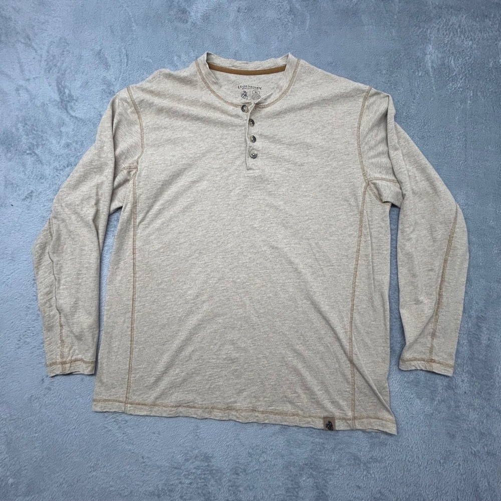 Legendary Whitetails Mens XL Henley Shirt Long Sleeve Oatmeal Heather Cotton